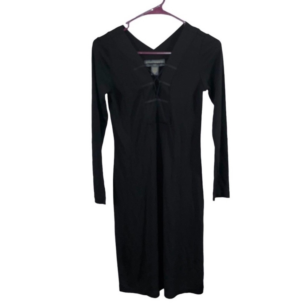 NWOT Banana Republic Black Long Sleeve Dress Criss Cross Front Sz XS